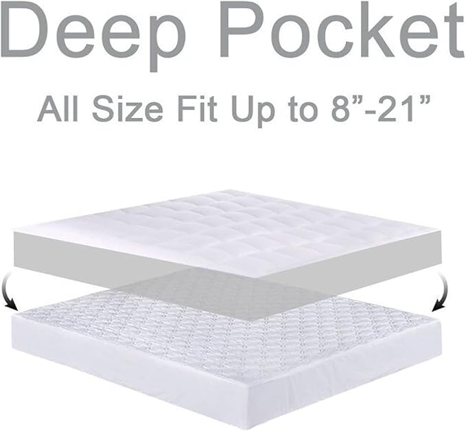 Mattress Topper King for Back Pain, Extra Thick Mattress Pad Cover, Plush - Image 5