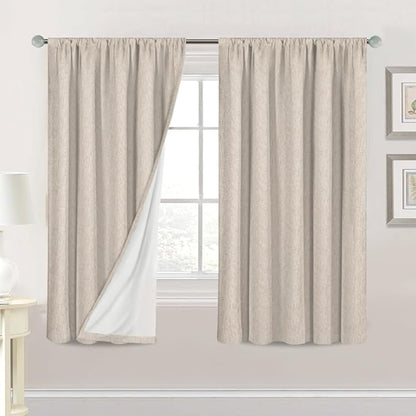 H.VERSAILTEX Linen Look 100% Blackout Curtains 63 Inches Long by HVERSAILTEX