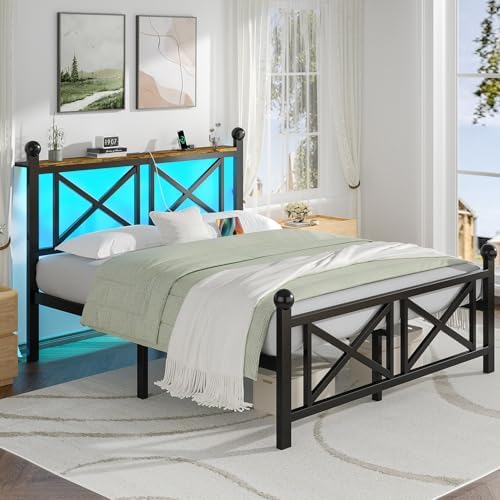 dynjest full size black heavy duty bed frame, package contents