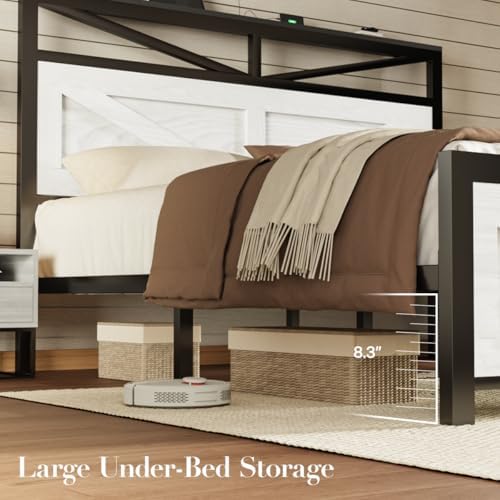 rustic king bed frame with barn door headboard, package contents