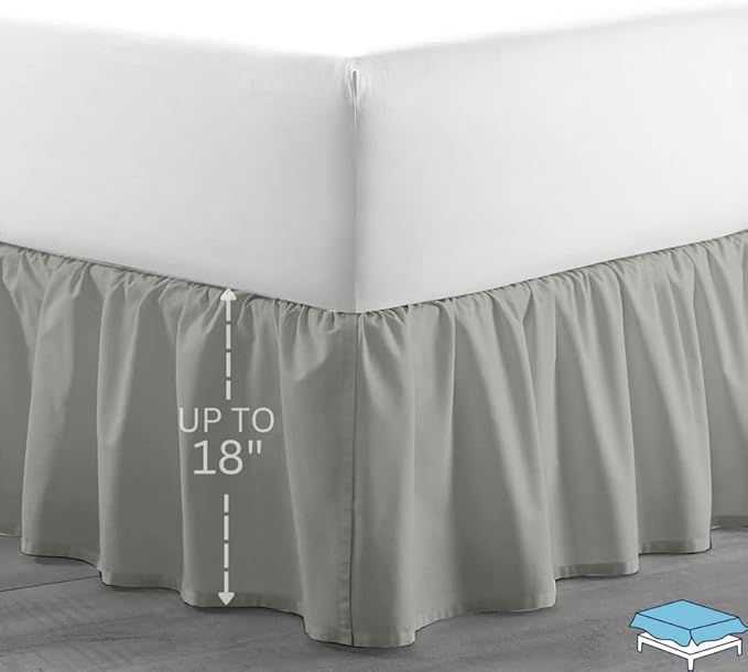 Ruffle Bed Skirt with Split Corners, Microfiber Dust Ruffled - Image 2