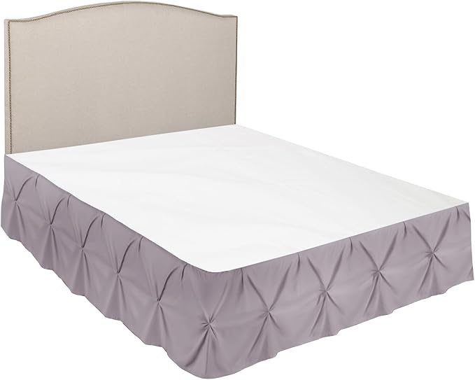 Nestl Dusty Purple Bed Skirt Cal King Size, Pinch Pleat Cal King Bed Skirt - Image 7