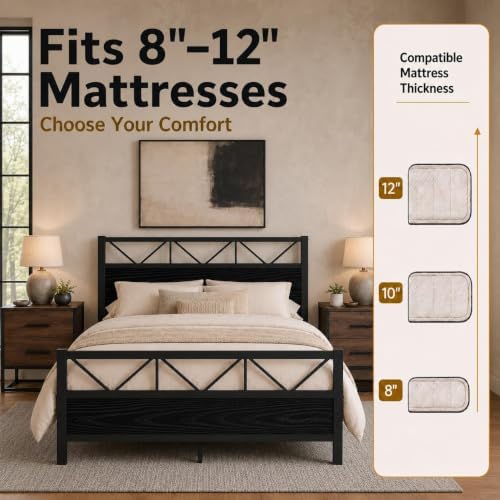 immerstable queen size bed frame with 51.2" tall, package contents