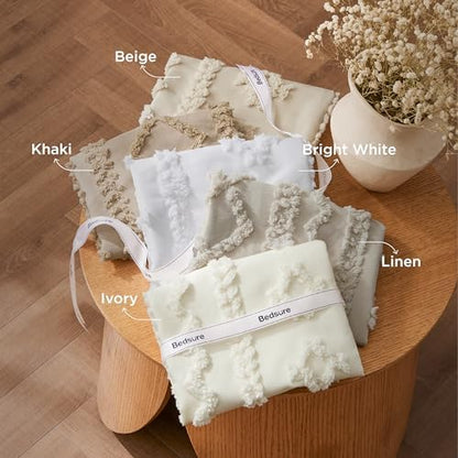 bedsure tufted boho comforter set king, bedroom decor showing dimensions