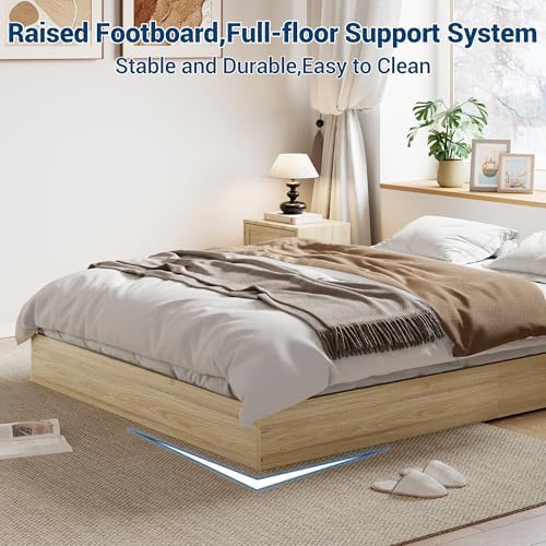 garveehome wood platform bed frame, twin bed frame, close-up detail
