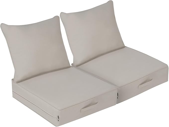 Outdoor Olefin Water-Resistant Deep Seat Cushion Set, Thickened Sofa Chair Pad by Aofeite