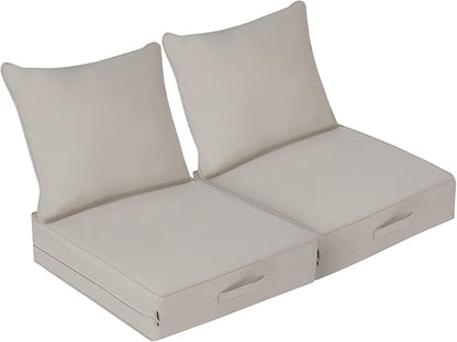 Outdoor Olefin Water-Resistant Deep Seat Cushion Set, Thickened Sofa Chair Pad by Aofeite