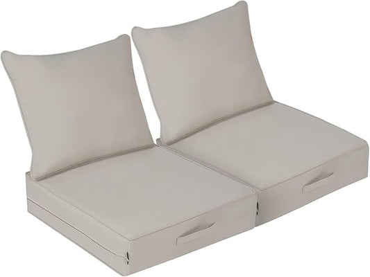Outdoor Olefin Water-Resistant Deep Seat Cushion Set, Thickened Sofa Chair Pad by Aofeite