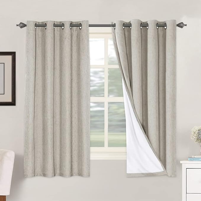 H.VERSAILTEX Linen Blackout Curtains 63 Inches Long 100% Absolutely Blackout by HVERSAILTEX