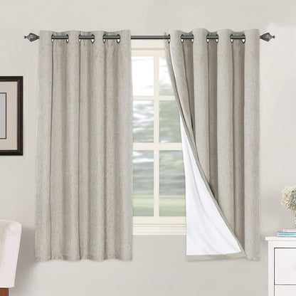 H.VERSAILTEX Linen Blackout Curtains 63 Inches Long 100% Absolutely Blackout by HVERSAILTEX