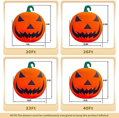Giant 26Ft Premium Halloween Inflatable Pumpkin Decorations with Blower, Blow up Halloween Decorations Outdoor Holiday Decor for Outdoor Yard Lawn Xmas Party with No Light