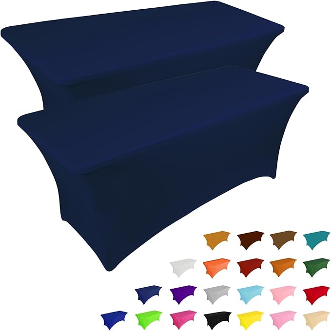 IVAPUPU 2 Pack 6FT Table Cloth for Rectangular Fitted Events Stretch Jean Blue by IVAPUPU