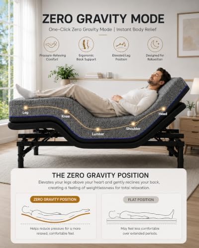 marsail adjustable bed frame full with mattress &, side view