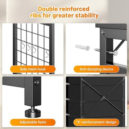 enhomee 49.2" w dresser with hanging rack &, front angle view