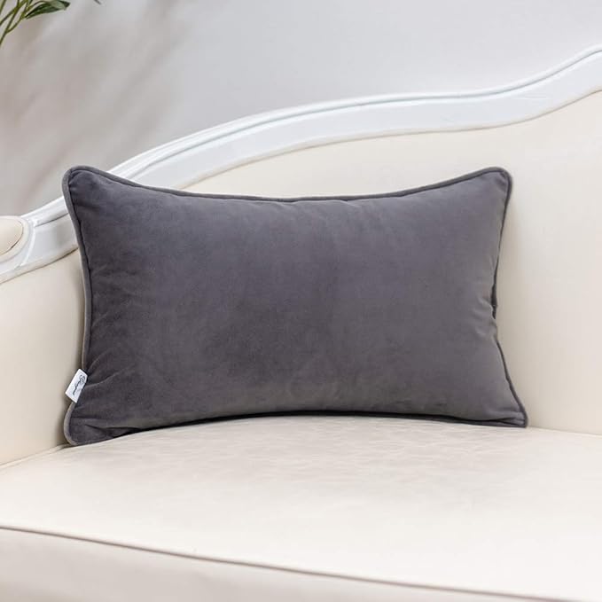 Yangest Grey Striped Throw Pillow Cover Multicolor Velvet Cushion Cover - Image 2