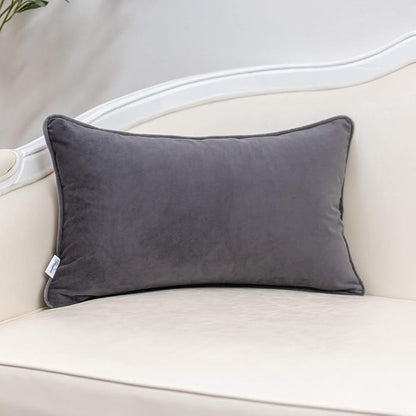 Yangest Grey Striped Throw Pillow Cover Multicolor Velvet Cushion Cover - Image 2