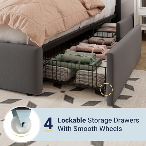 allewie full size storage bed frame, vertical channel showing dimensions