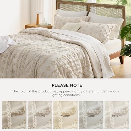 bedsure tufted boho comforter set king, bedroom decor, front angle view