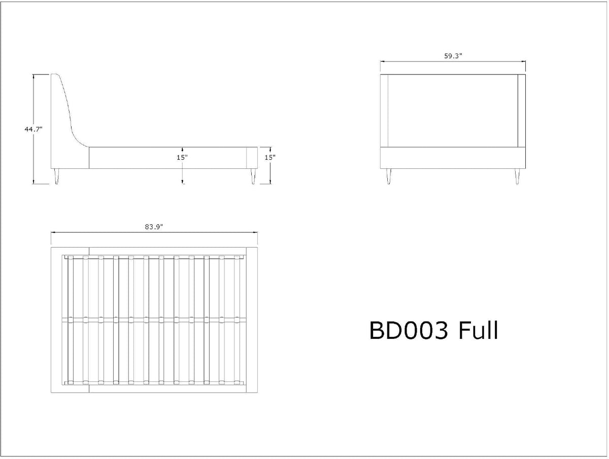 manhattan comfort heather full size bed frame with, close-up detail