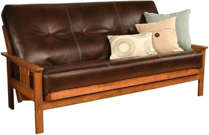 BOWERY HILL Full-Size Faux Leather Futon in Java Brown-Frame Not Included - Image 5
