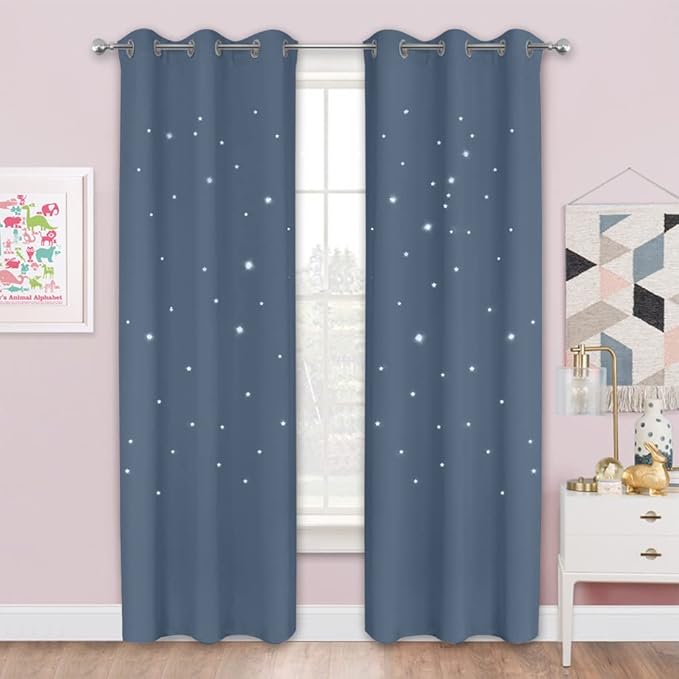 NICETOWN Kids Curtains for Bedroom, Star Hollow-Out Room Darkening Thermal by NICETOWN