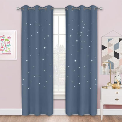NICETOWN Kids Curtains for Bedroom, Star Hollow-Out Room Darkening Thermal by NICETOWN
