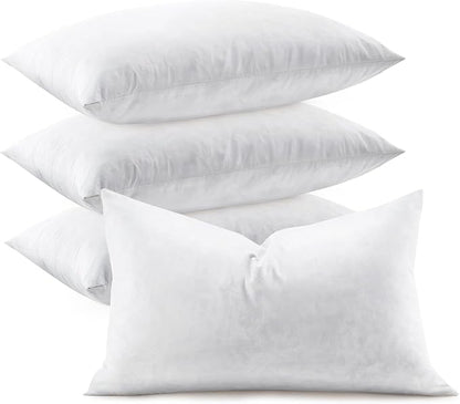 Feather Throw Pillow Inserts Set of 4, Soft Fluffy Rectangle 12 x 20 Inches by Swandream