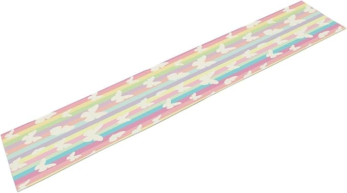 Rainbow Butterfly Table Runner Kids Girl Table Runner Girls Kids White - Image 8
