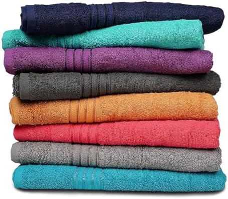 zuperia premium multicolor bath towels set of 8 shown in use