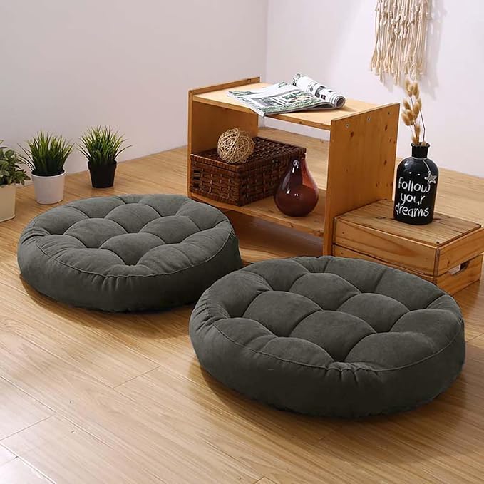 Meditation Floor Pillow Set of 2 Large Round Floor Cushions by Gfobip