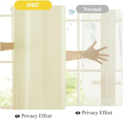 NICETOWN Non-See-Through Privacy Beige Sheer Curtains 72 inches Long 2 Panels - Image 2