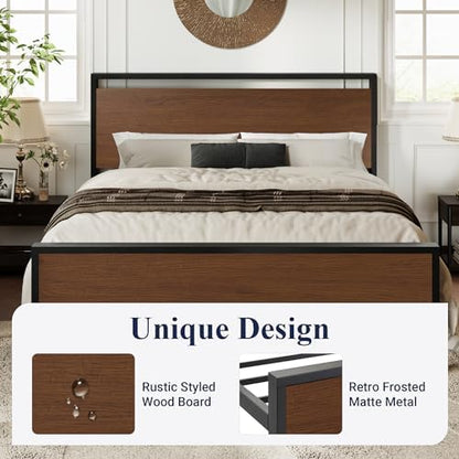 allewie full size bed frame, heavy duty 12, side view