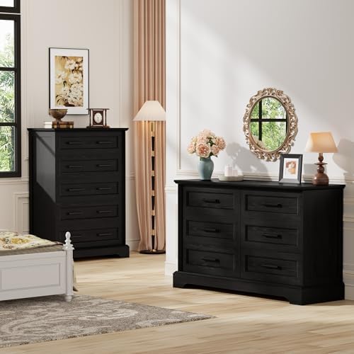 furmax farmhouse dresser for bedroom, 6 drawers dresser, front angle view