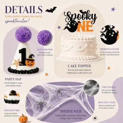 Halloween 1st Birthday Party Decorations,Spooky One Birthday Supplies Decor