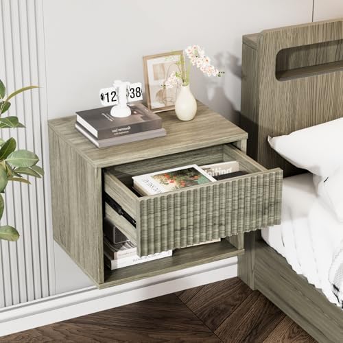 vingli floating nightstand gray fluted night stand 1 on a desk or shelf