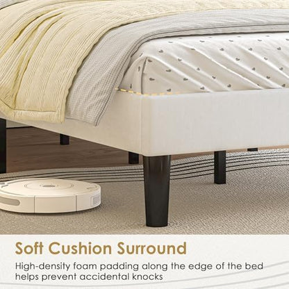 vecelo queen size platform bed frame with height showing dimensions