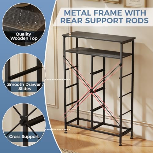 dumos tall 8 drawer dresser for bedroom, storage on a desk or shelf