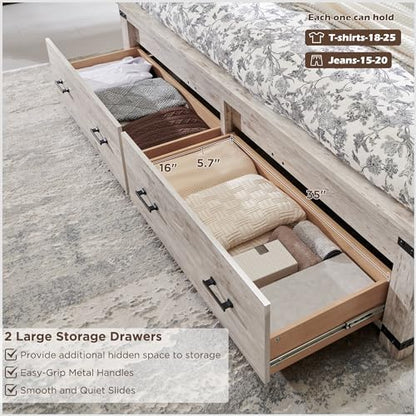 redlemon 54" farmhouse king bed frame with headboard showing dimensions