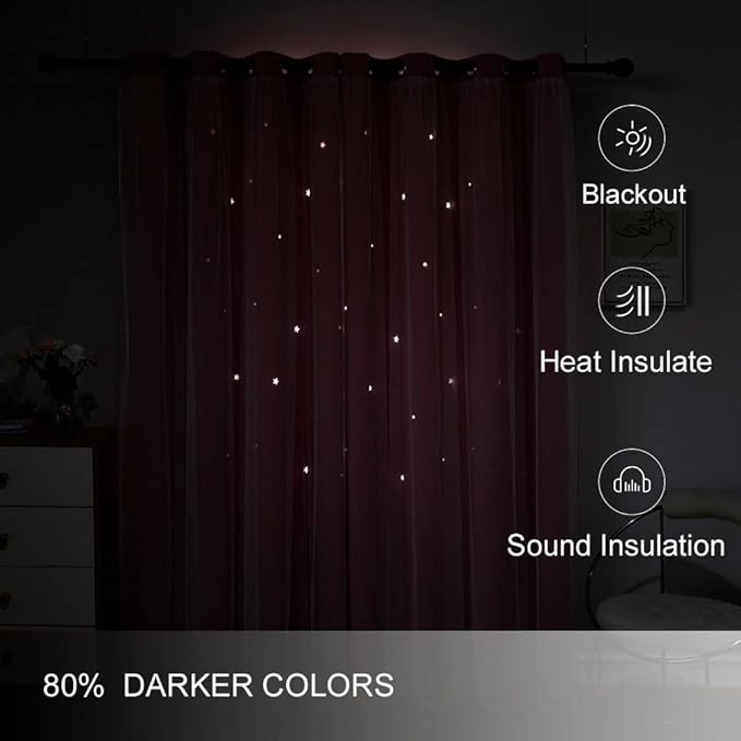 FANLI 2 Panels Star Blackout Curtains - Image 4