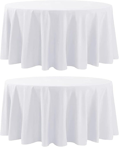 Round Tablecloth 132 Inch 2 Pack White Tablecloths Washable Decorative Linen by AOCOZHomeLifeMuseum