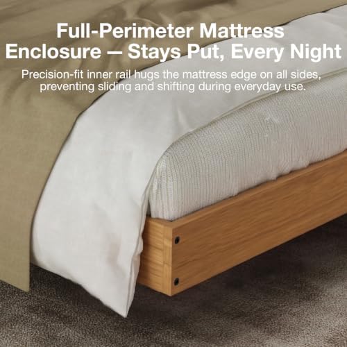 novilla floating solid wood king size bed frame, view 11