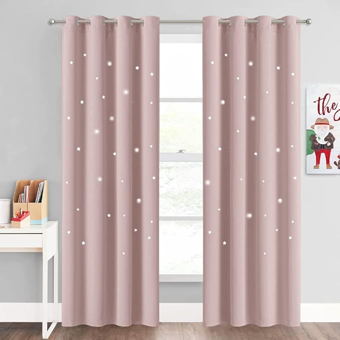 NICETOWN Light Pink Star Blackout Curtains by NICETOWN