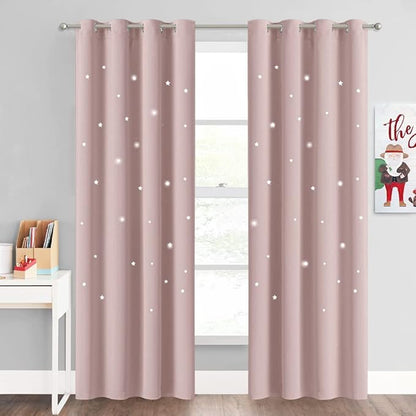 NICETOWN Light Pink Star Blackout Curtains by NICETOWN
