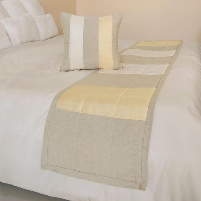 The HomeCentric King/Queen/Twin Beige Decorative Full 68"x18" Bed Runner by TheHomeCentric