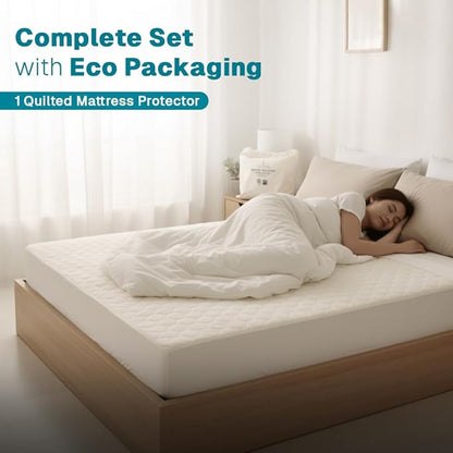 FABDREAMS Organic Quilted Mattress Protector Cal King Size | Mattress Pad| - Image 2