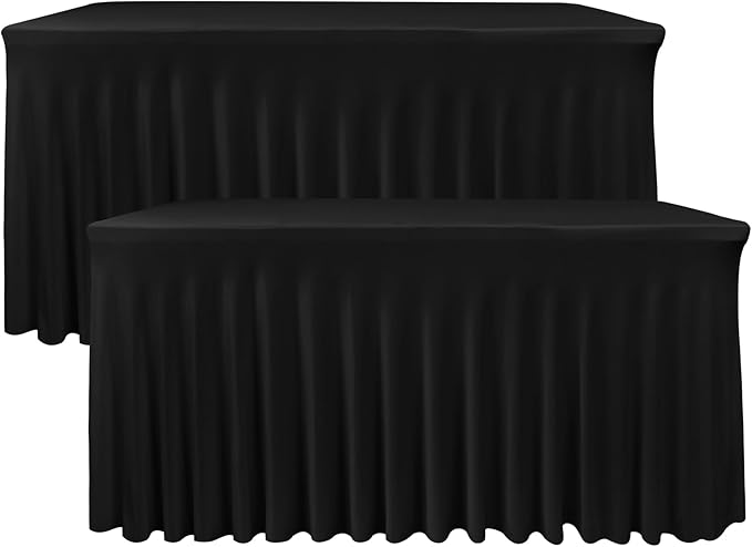 Nasitos Black Table Skirt for 8 Foot Rectangle Tables, 2 Pack by Nasitoshomedecor