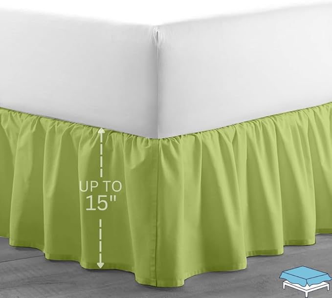 Ruffle Bed Skirt with Split Corners, Microfiber Dust Ruffled - Image 2