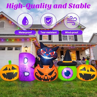 Danxilu 8FT Halloween Inflatable Pumpkin with Black Cat Outdoor Decorations