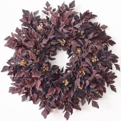 26" Artificial Cimicifuga Fall Wreath for Halloween Front Door(Dark Purple)