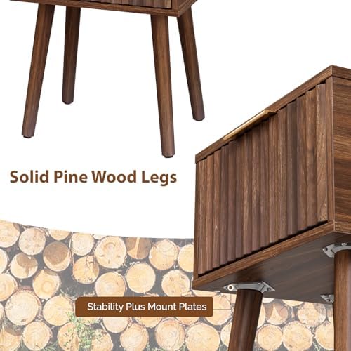vingli night stand, fluted nightstand wood, mid century, package contents